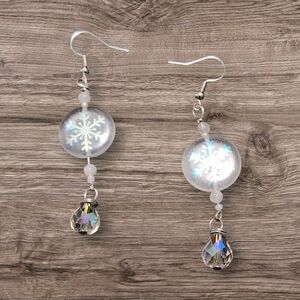 Czech Snowflake Glass Dangled Crystal And Moonstone Beads